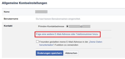 E-Mail-Adresse auf Facebook ändern